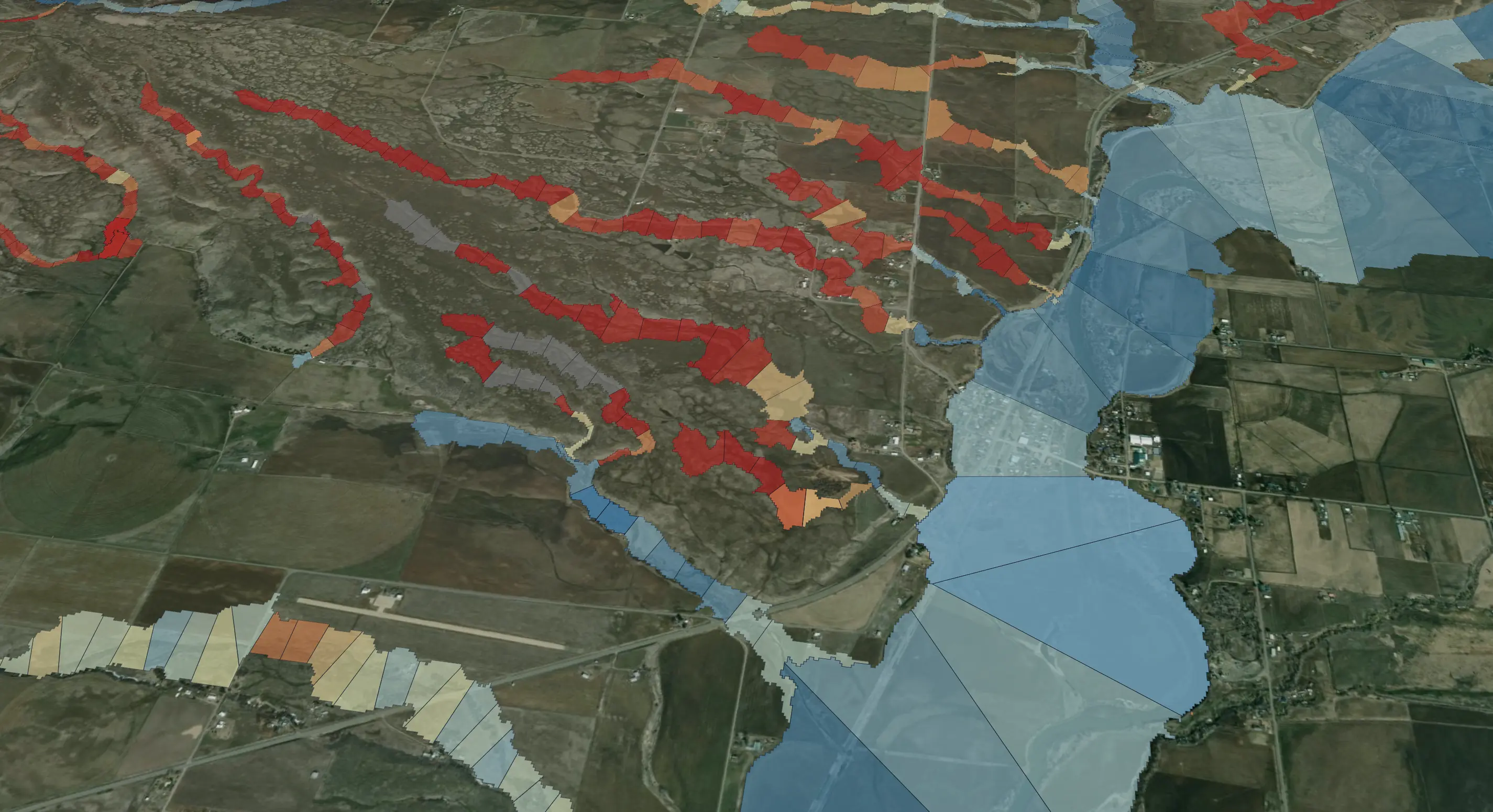 Same landscape narrowed by MAP to priority watersheds and reaches